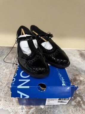 Arizona Jean Company Black Patent T-Strap Brogues